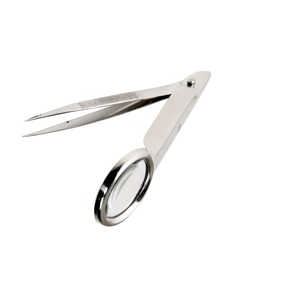 Splinter Forceps with Magnifying Glass 3-1/2"