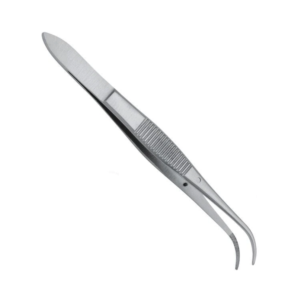 Eye Dressing Forceps 4" curved serrated