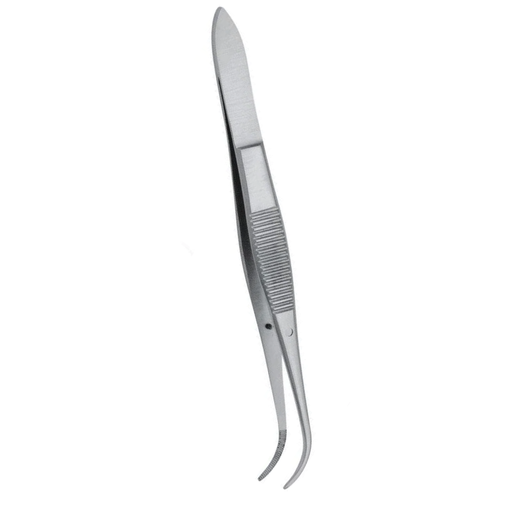 Eye Dressing Forceps 4" curved serrated