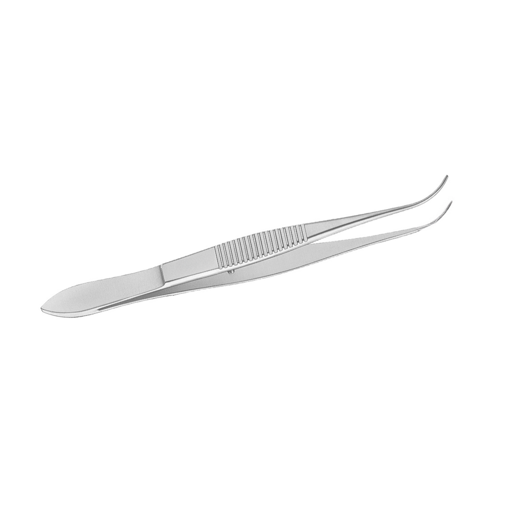 Eye dressing forceps 4-1/2" curved smooth