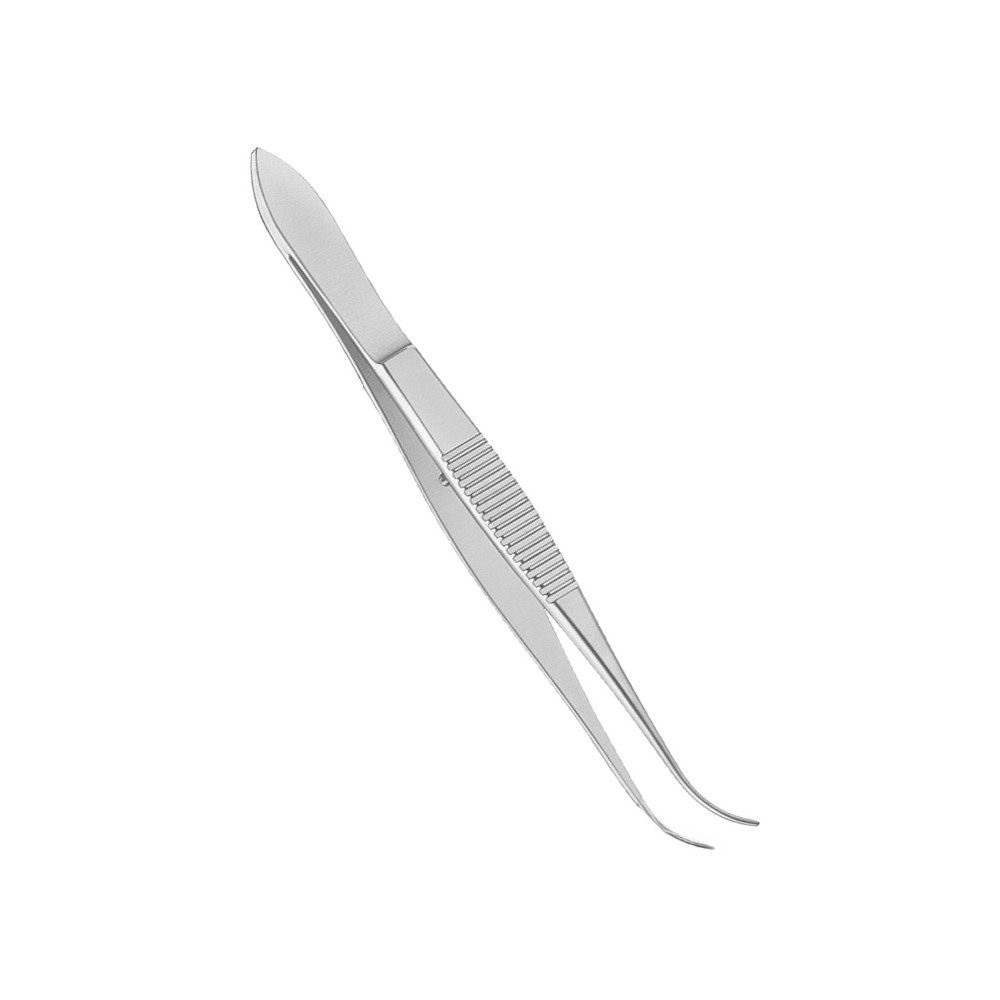 Eye dressing forceps 4-1/2" curved smooth